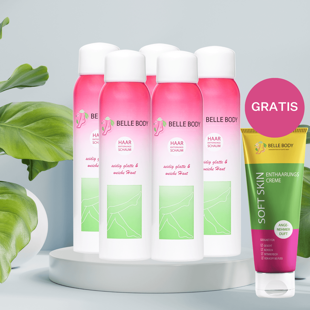 5× Belle Body odstranění chloupků včetně depilačního krému zdarma